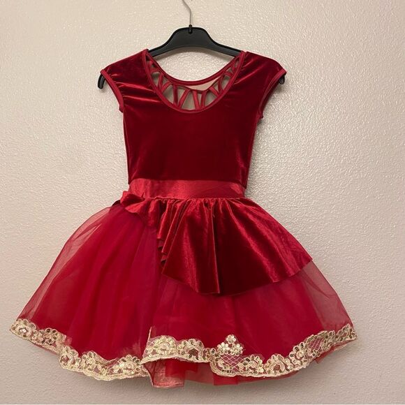 Weissman Dance costume Red tutu velvet ballet dress leotard 15371 IC- child 7/8 - Picture 5 of 8